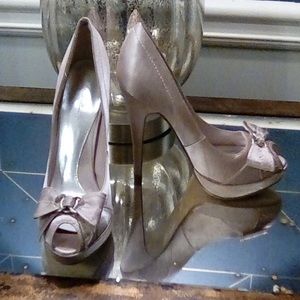 Pink Satin Peep toe Stiletto